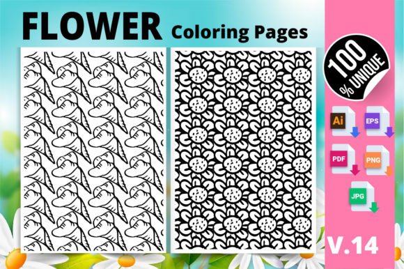 Flower Coloring Page KDP Interior V.14: A Digital Printable for Artists of All Ages