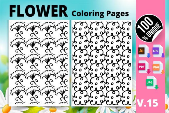 Flower Coloring Page KDP Interior V.15: A Versatile Resource for Creators and Sellers