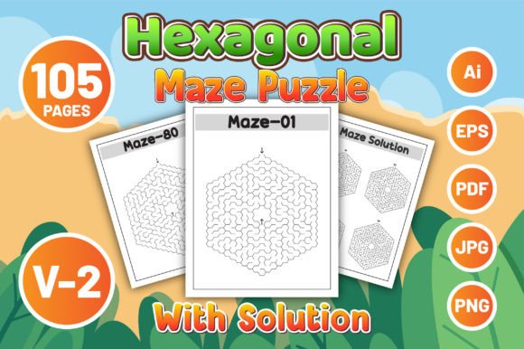 Hexagonal Maze Puzzle with Solution V-2